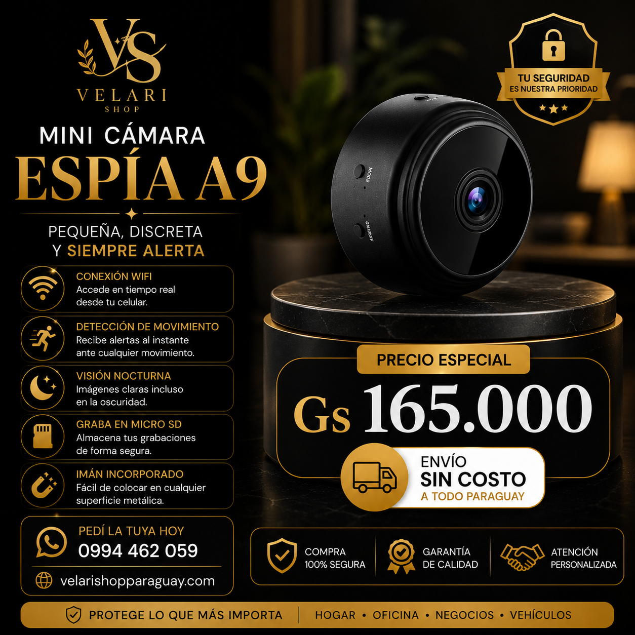 Mini Cámara Espía WiFi A9 Magnética