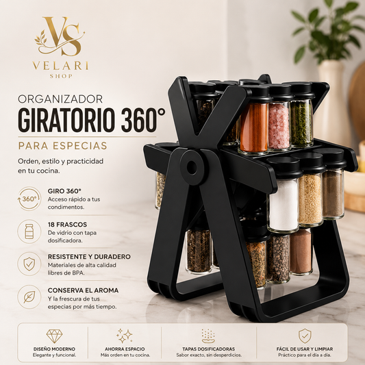 Organizador Giratorio 360 para Especias-18 frascos de Vidrio