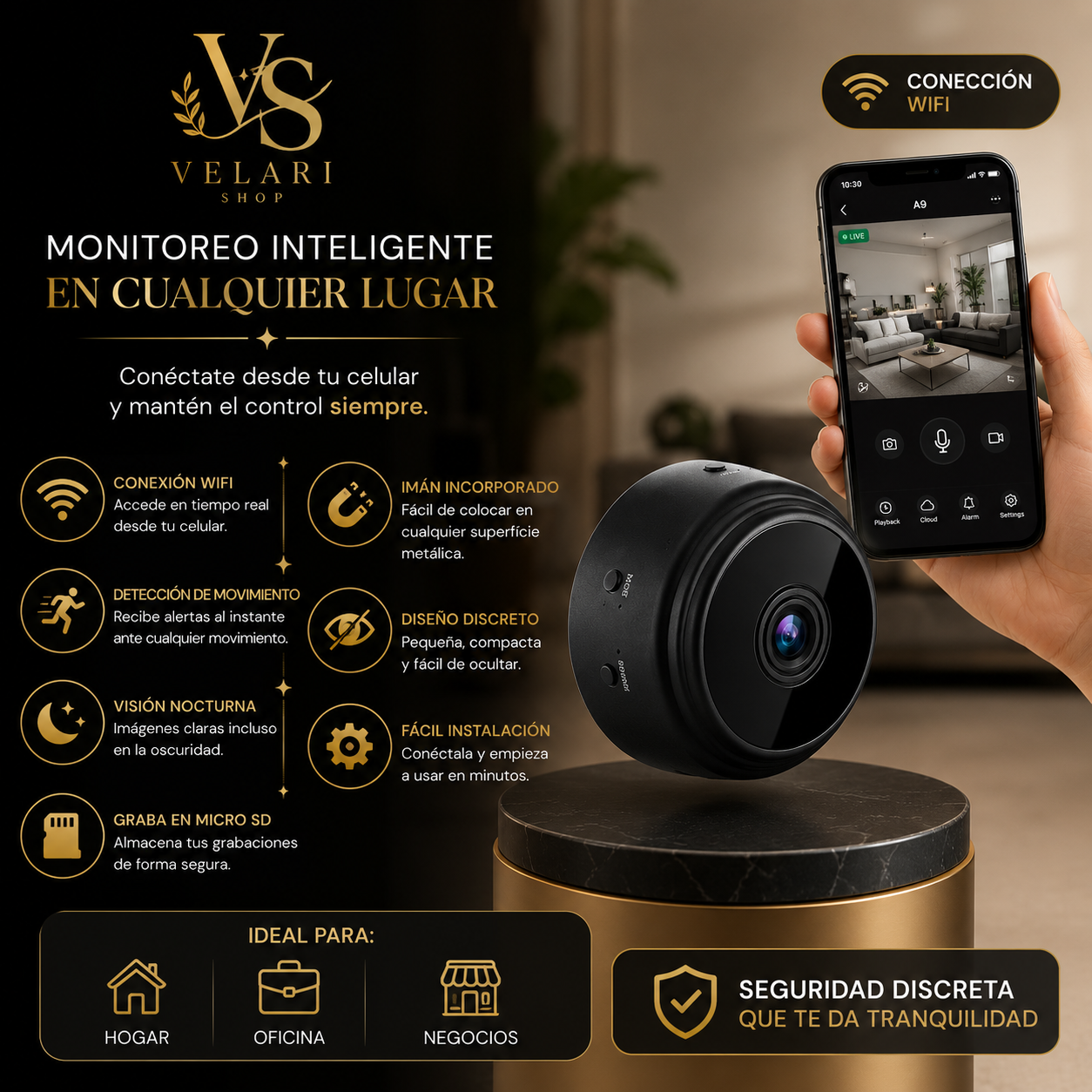 Mini Cámara Espía WiFi A9 Magnética