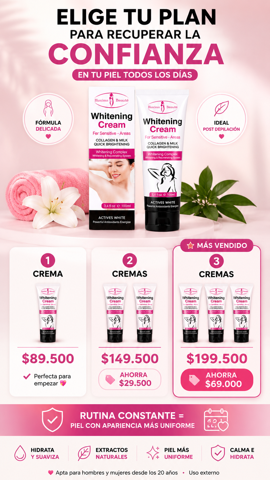 Crema Aclaradora Premium (Zonas Sensibles)