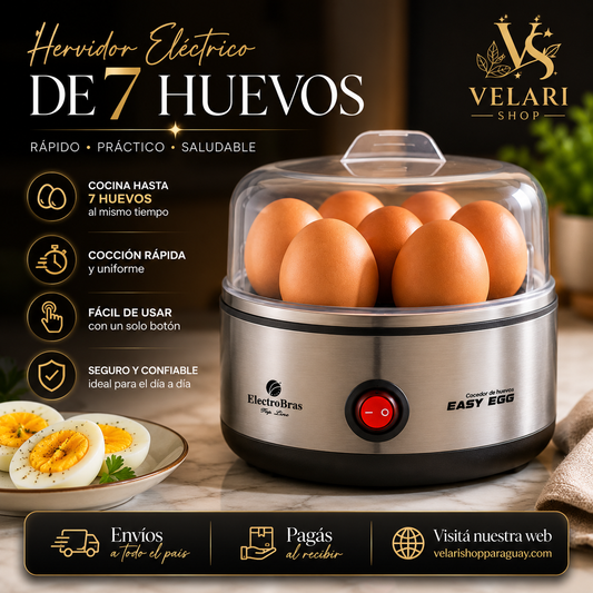 Hervidora Eléctrica para 7 Huevos-Cocción Rápida y Fácil