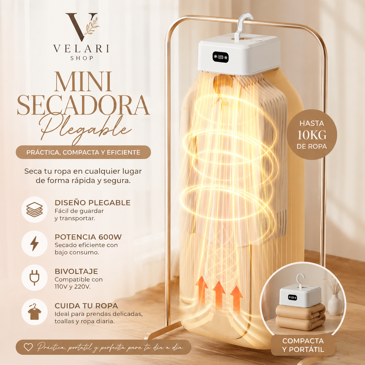 Mini Secadora Plegable Portátil 600W