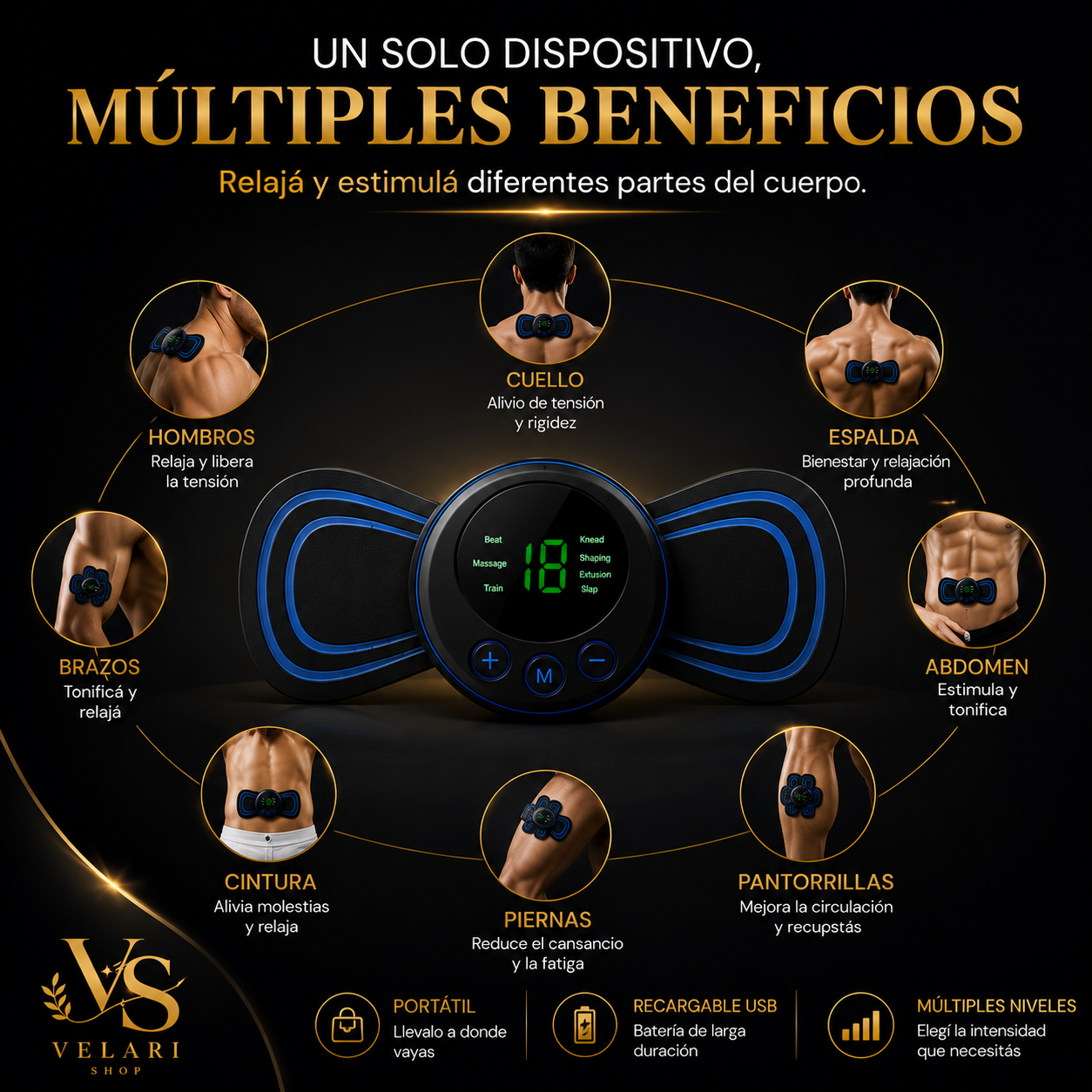 Mini Masajeador Muscular EMS Portatil Recargable