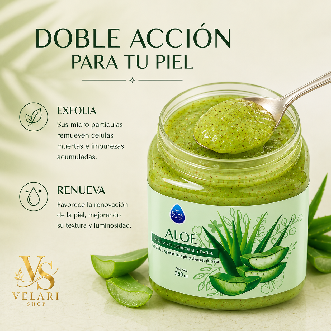 Exfoliante Facial y Corporal de Aloe Vera-Piel Suave y Radiante