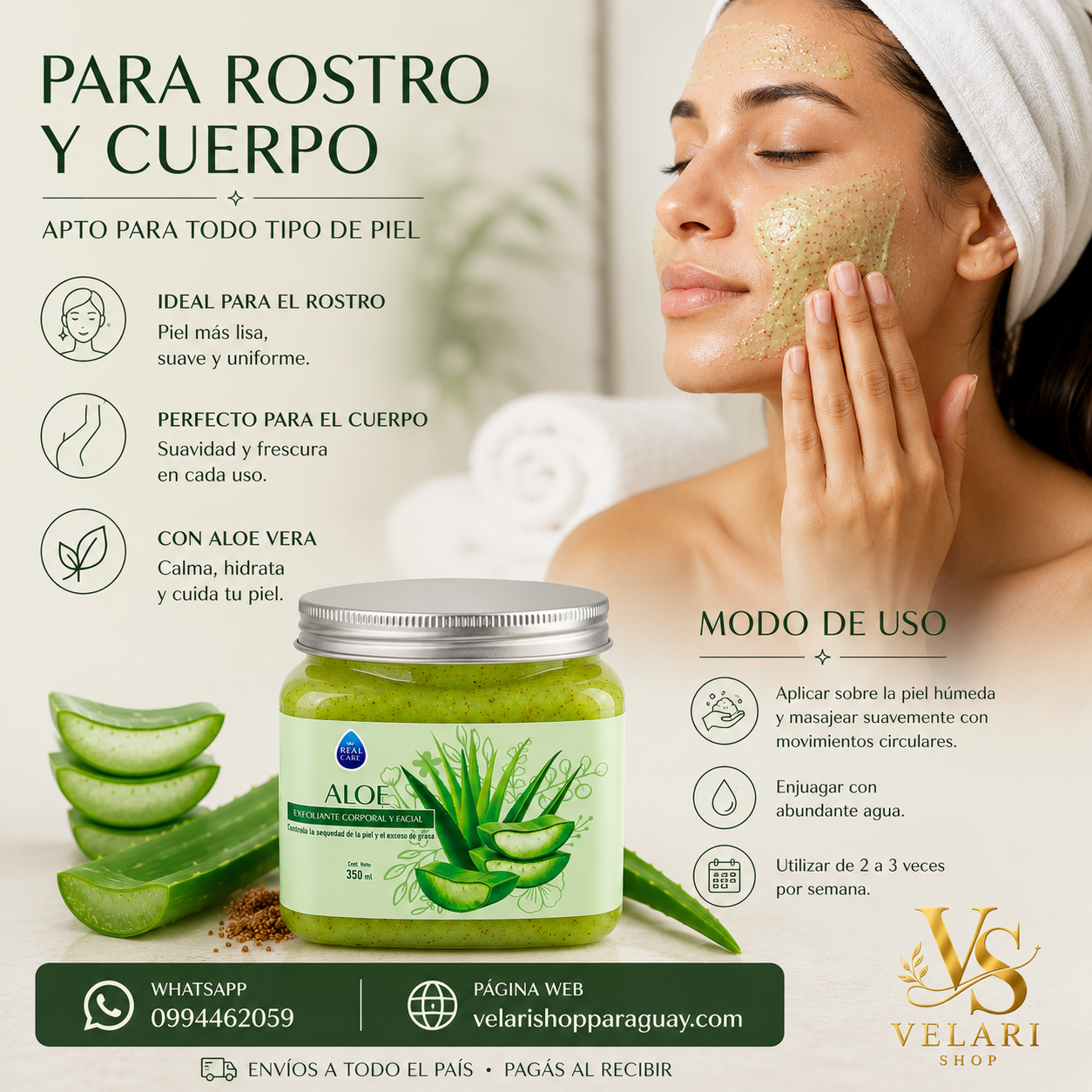 Exfoliante Facial y Corporal de Aloe Vera-Piel Suave y Radiante