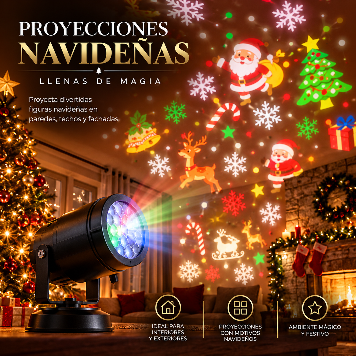 PROYECTOR LED NAVIDEÑO – ¡ILUMINÁ LA MAGIA DE LA NAVIDAD! 🎅🌟