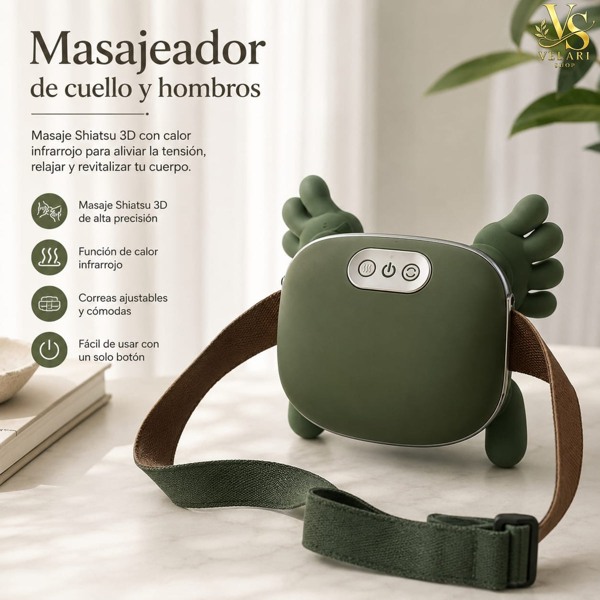 Masajeador de Cuello y Hombros Shiatsu con Calor