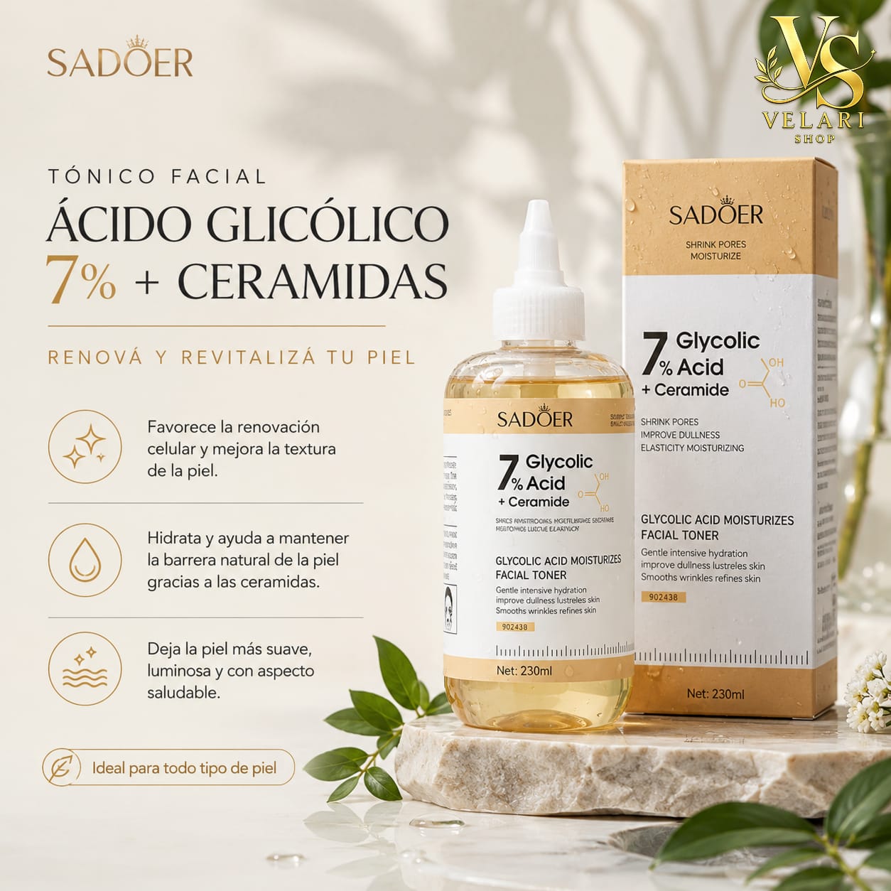 Tónico Facial Ácido Glicólico 7% + Ceramidas