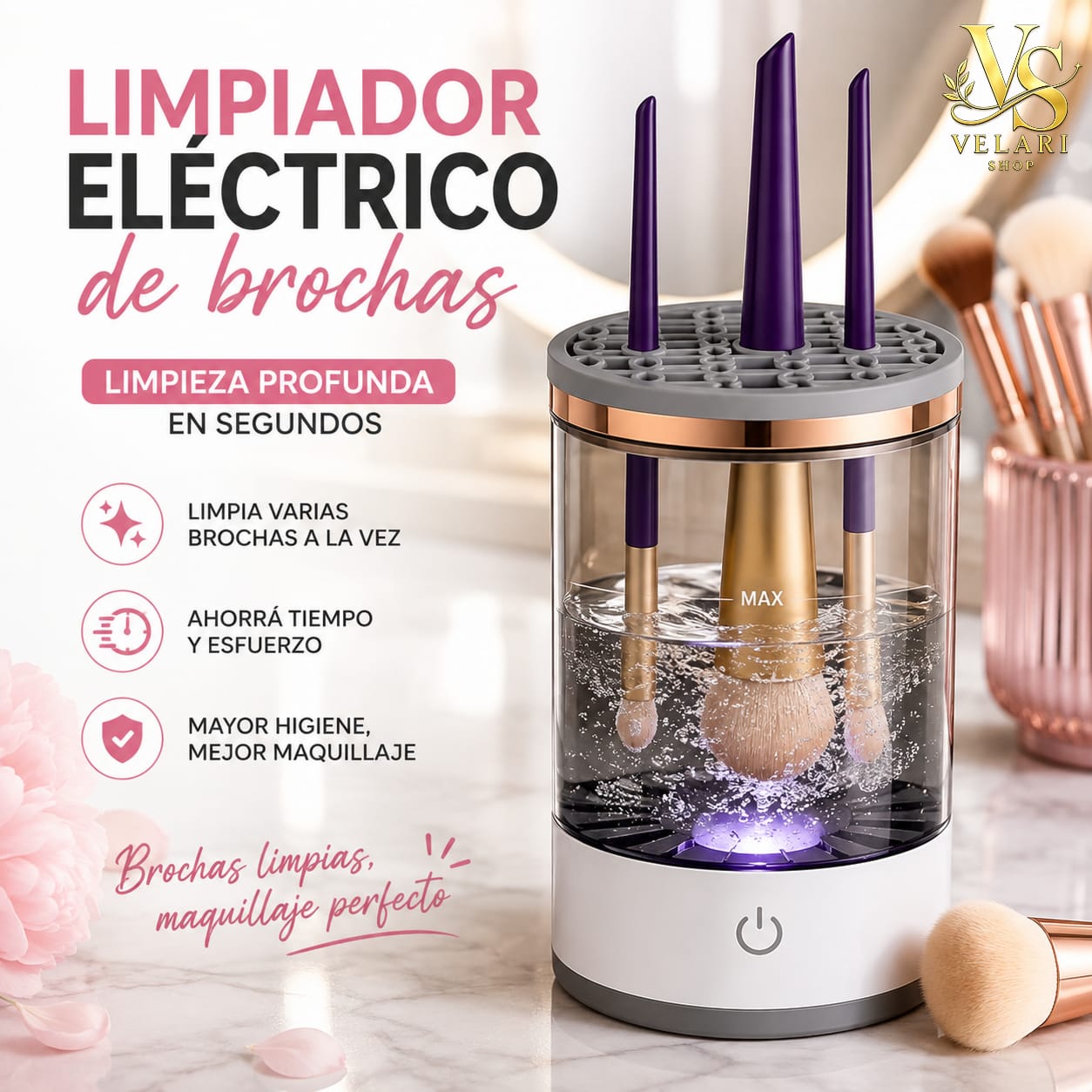 Limpiador Eléctrico de Brochas de Maquillaje – Limpieza Automática y Rápida