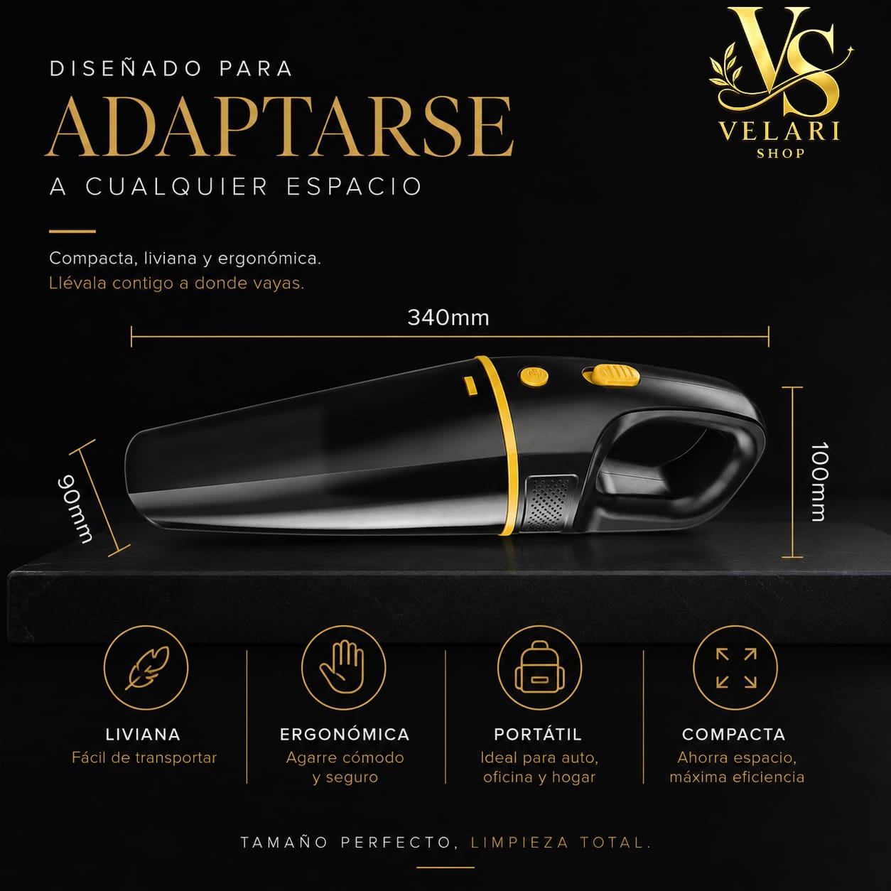 Aspiradora Portátil Inalámbrica 120W – Potente, Compacta y Recargable Descripción optimizada