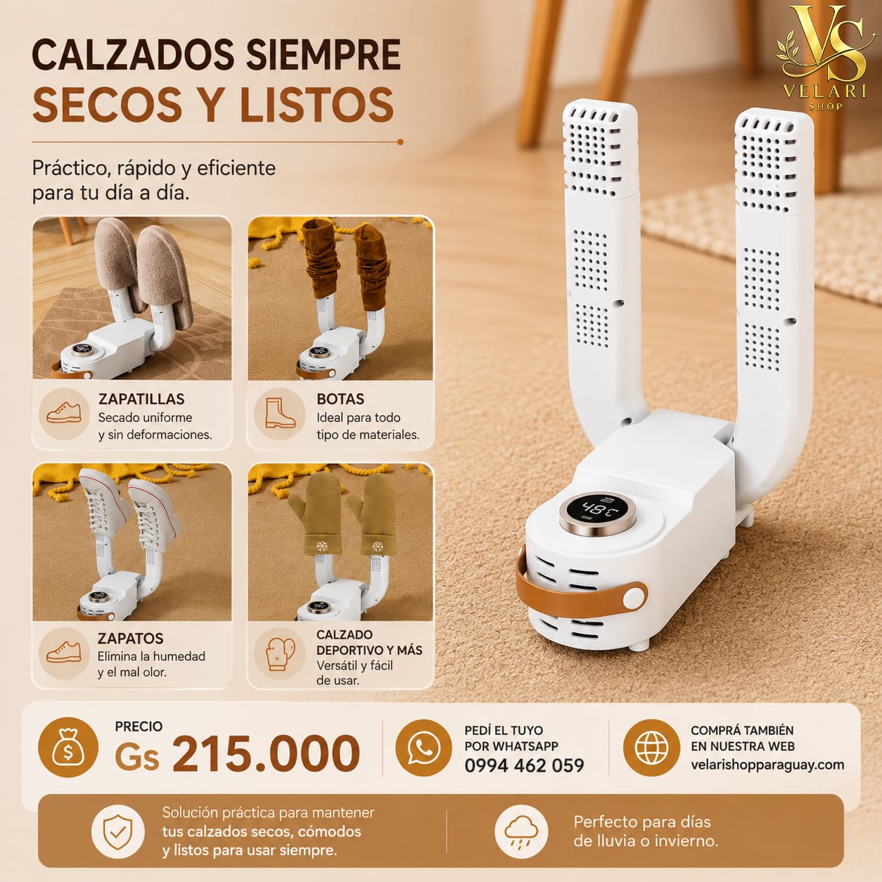 Secador Eléctrico de Calzados 360° – Secado Rápido y Eficiente