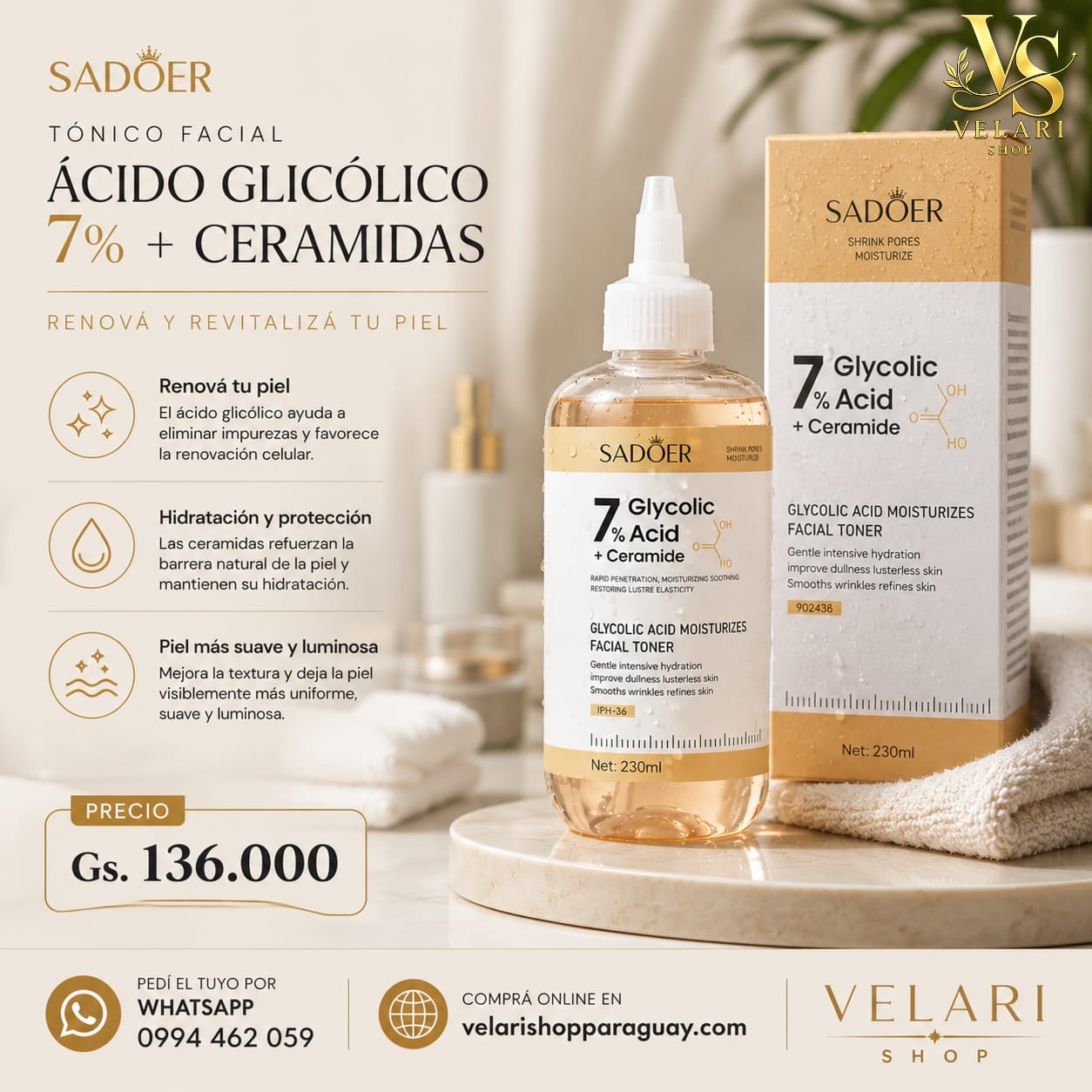 Tónico Facial Ácido Glicólico 7% + Ceramidas